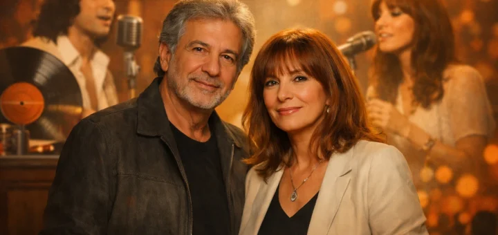 Portrait moderne de Shuky et Aviva, entre nostalgie des années 70 et présent élégant.